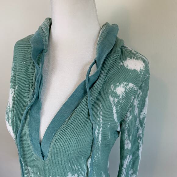 Y2K Butterfly Dropout Hooded Top Hoodie Small Fairycore Vtg Burnout Thermal - Picture 3 of 13